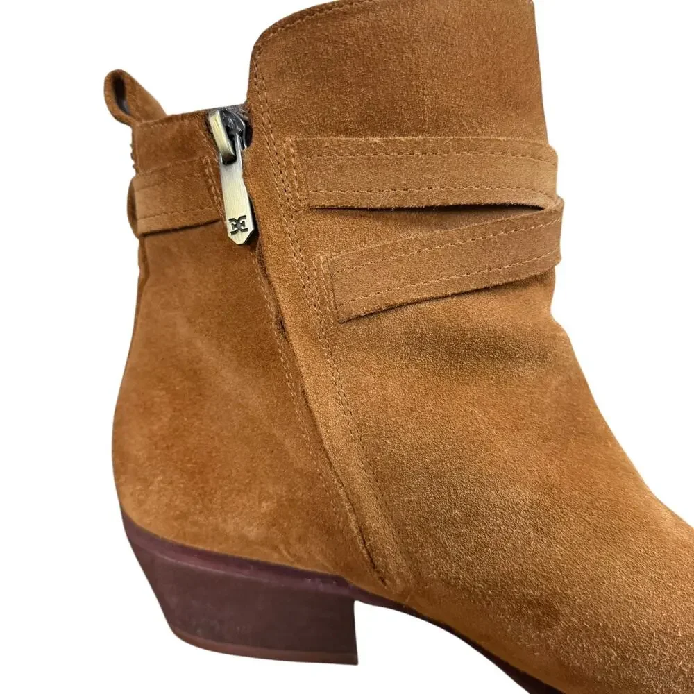 Sam Edelman Polina Suede Leather Chunky Block Heel Ankle Boots Booties Shoes 11